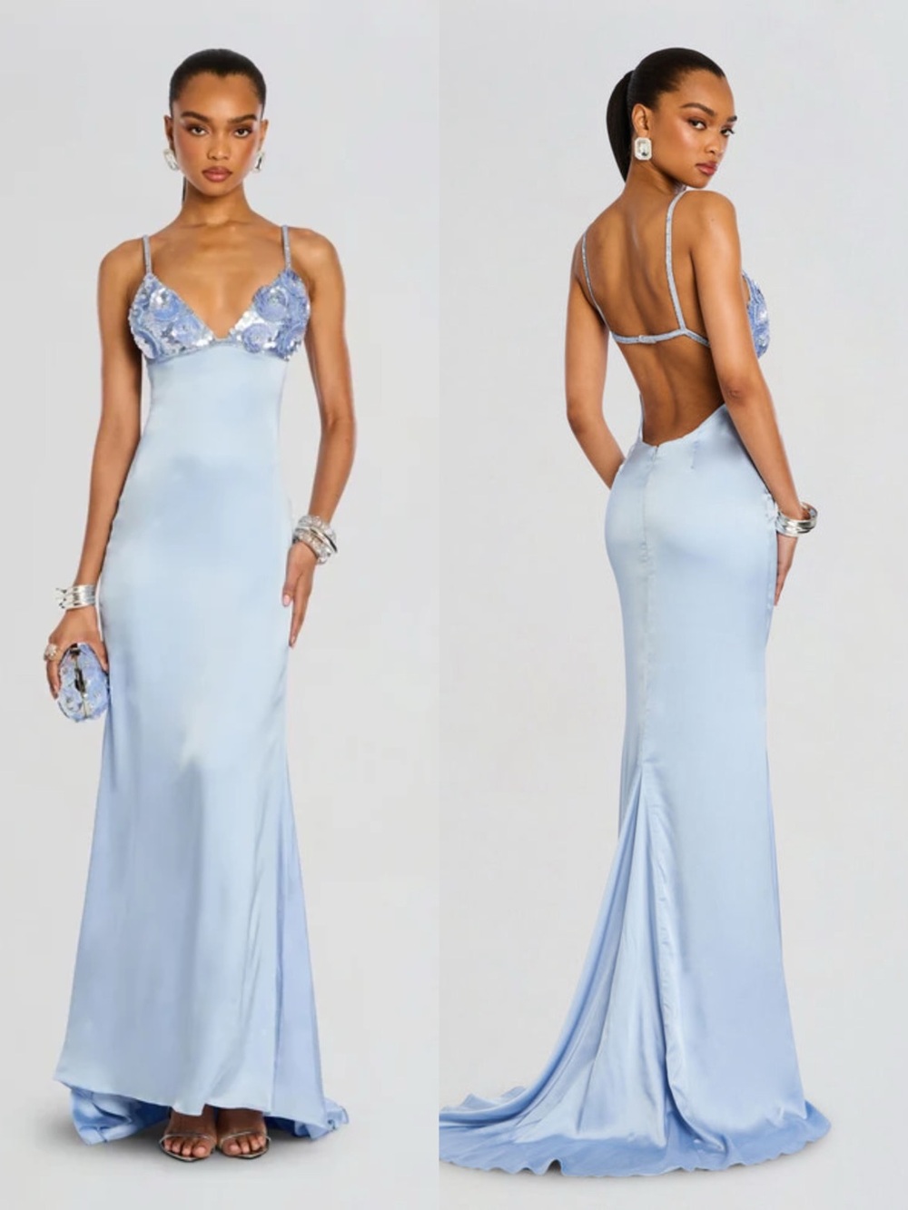 Retrofete Oline Embroidered Dress in Ice Blue XXS